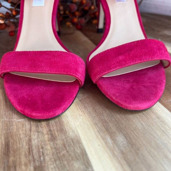 L.K. Bennett DORA Suede Open Toe Sandal Heel Shoes Size 36EU Pink Fuschia - Picture 5 of 11